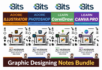 Graphic Designing Notes Bundle – Adobe Photoshop, Illustrator, CorelDRAW & Canva Pro ✅